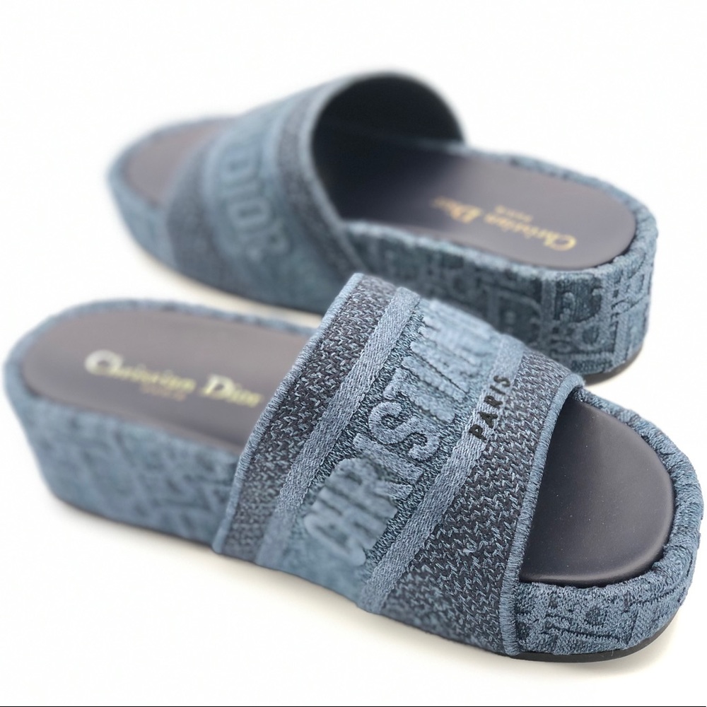 NEW Christian Dior Dway Oblique Denim Slide